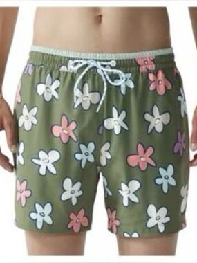Chubbies 5.5" Classic Lined The Even Keels Swim Trunks Green Floral Print Medium
